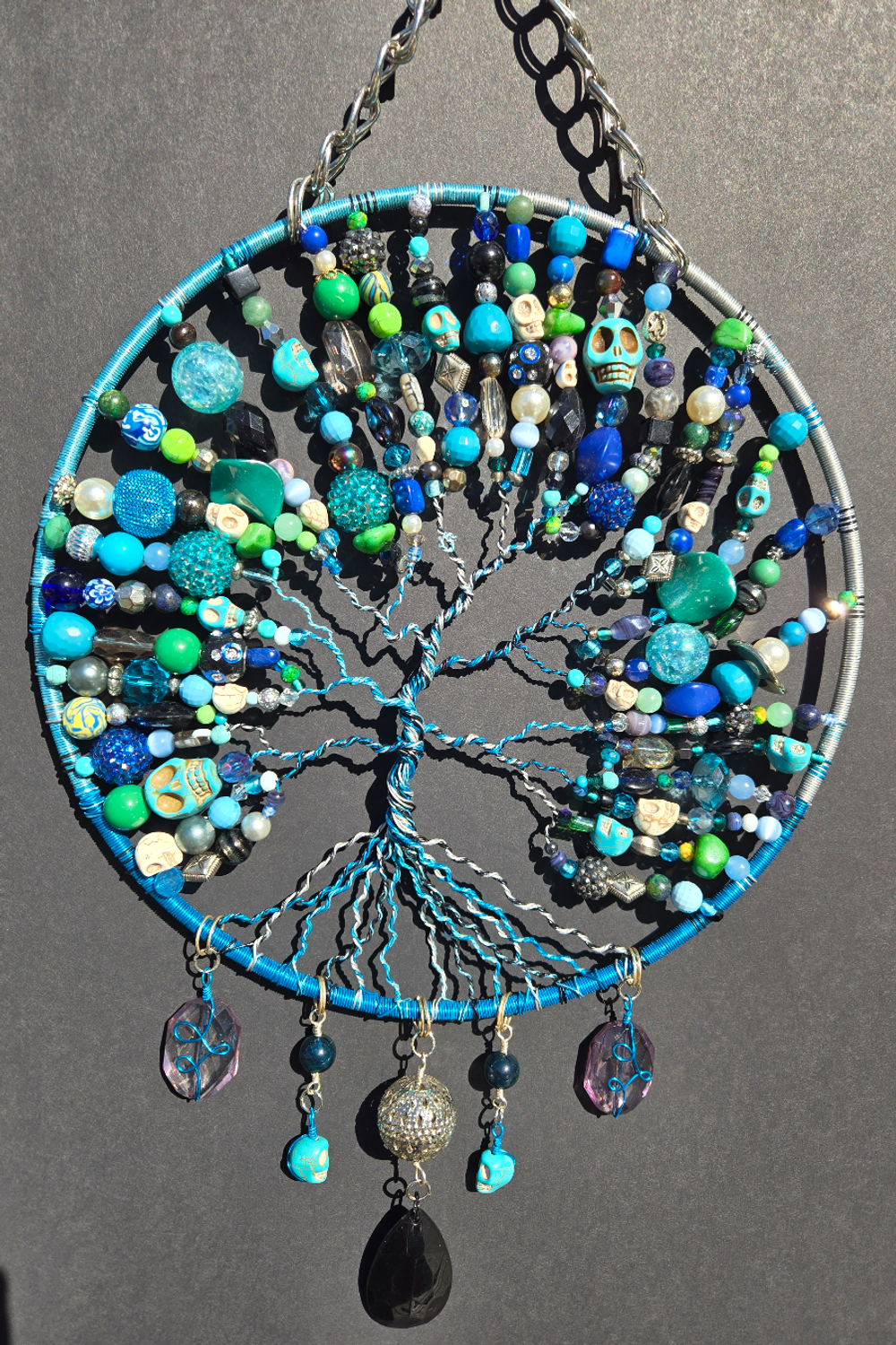 Large Blue Skulls Tree of Life Suncatcher