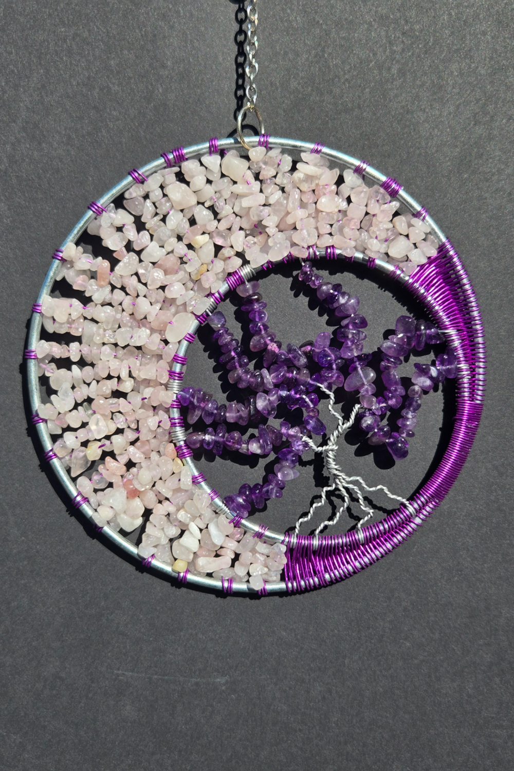 Amethyst & Rose Quartz Tree of Life Suncatcher